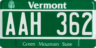 VT license plate AAH362