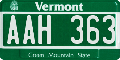 VT license plate AAH363