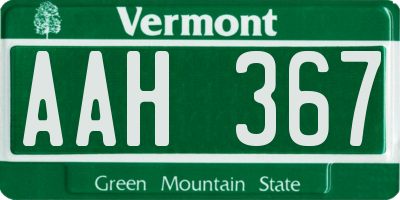 VT license plate AAH367