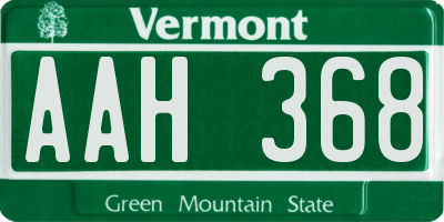VT license plate AAH368