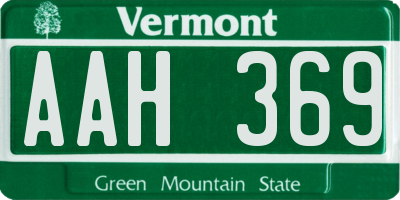 VT license plate AAH369