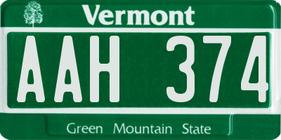 VT license plate AAH374