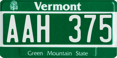 VT license plate AAH375