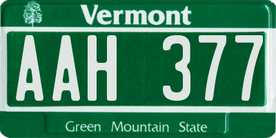 VT license plate AAH377