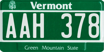 VT license plate AAH378