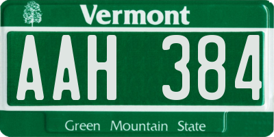 VT license plate AAH384