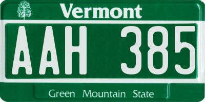 VT license plate AAH385