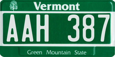 VT license plate AAH387