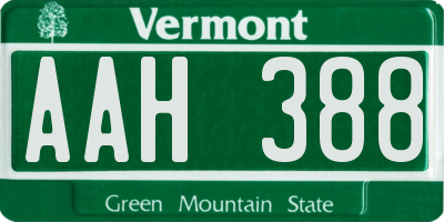 VT license plate AAH388