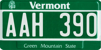 VT license plate AAH390