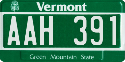 VT license plate AAH391