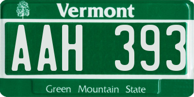 VT license plate AAH393