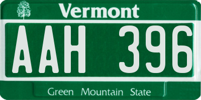 VT license plate AAH396