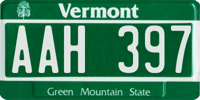 VT license plate AAH397