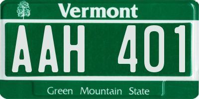 VT license plate AAH401