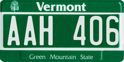 VT license plate AAH406