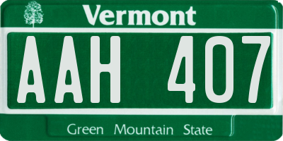 VT license plate AAH407