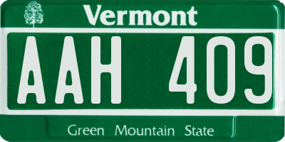 VT license plate AAH409