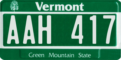 VT license plate AAH417