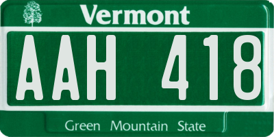 VT license plate AAH418