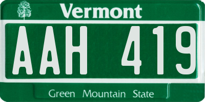 VT license plate AAH419