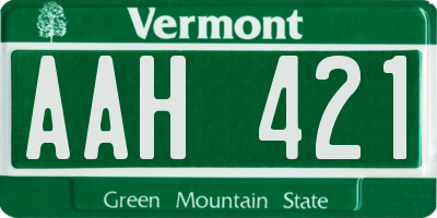 VT license plate AAH421