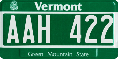 VT license plate AAH422