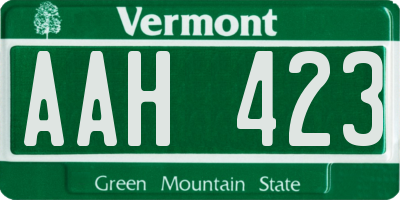 VT license plate AAH423