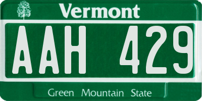 VT license plate AAH429