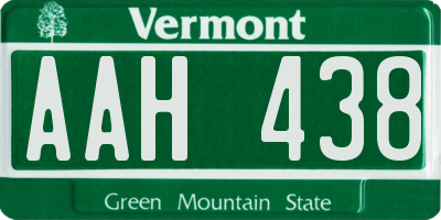 VT license plate AAH438