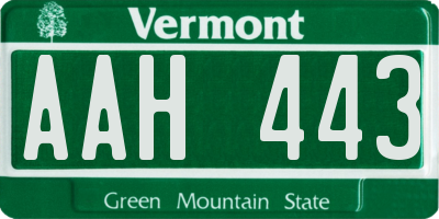 VT license plate AAH443