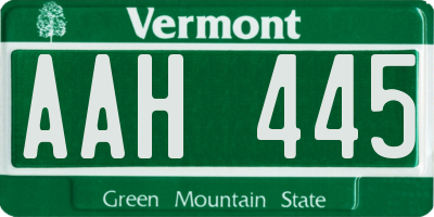 VT license plate AAH445