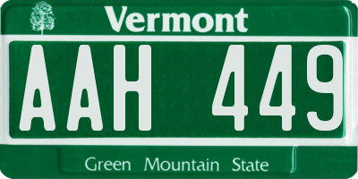 VT license plate AAH449