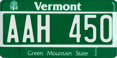 VT license plate AAH450