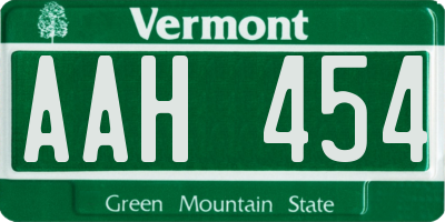 VT license plate AAH454