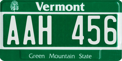 VT license plate AAH456