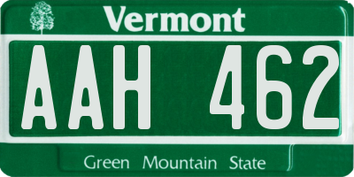 VT license plate AAH462