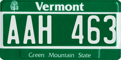 VT license plate AAH463