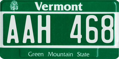 VT license plate AAH468