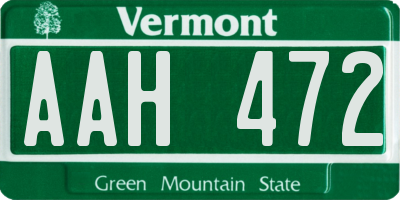 VT license plate AAH472