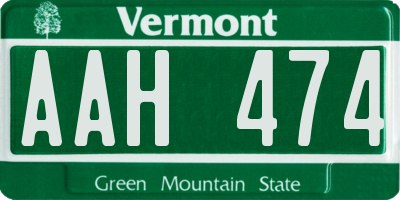 VT license plate AAH474