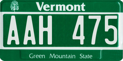 VT license plate AAH475