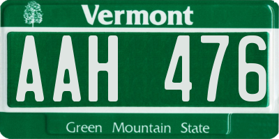 VT license plate AAH476