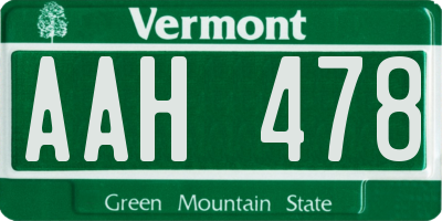 VT license plate AAH478