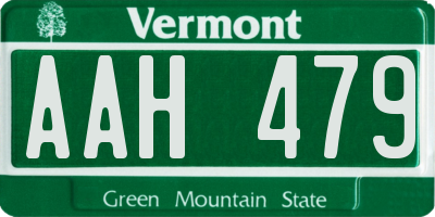 VT license plate AAH479