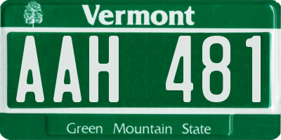 VT license plate AAH481