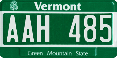 VT license plate AAH485