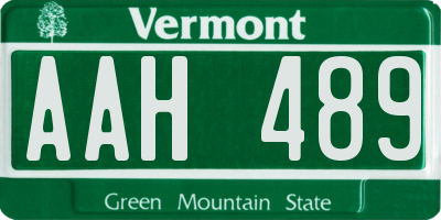 VT license plate AAH489