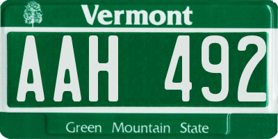 VT license plate AAH492