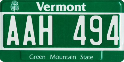 VT license plate AAH494